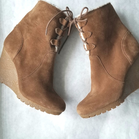 Michael Michael Kors suede lace up wedge boots - Picture 1 of 9